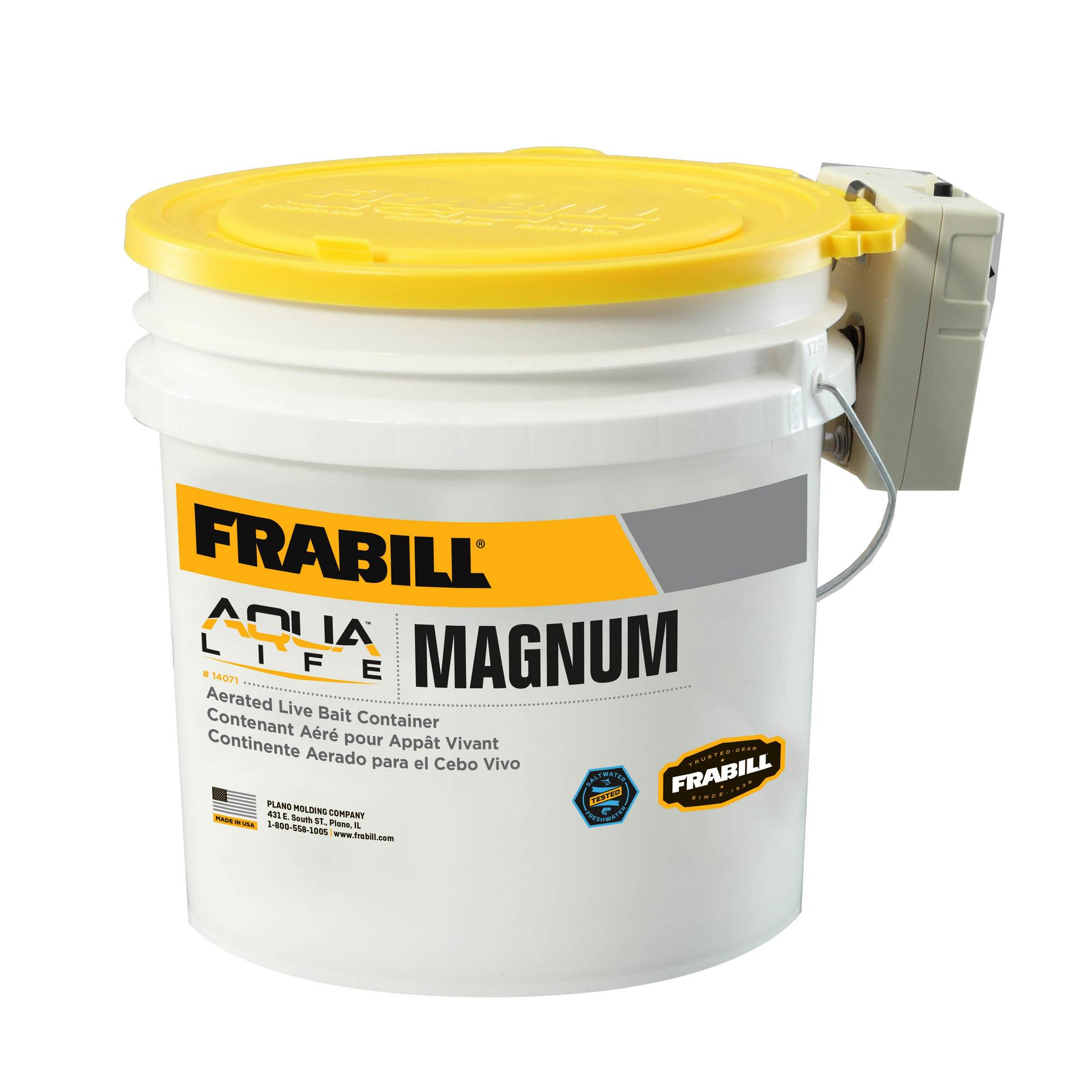 Frabill Magnum Bait Station | Aerated Bait Storage for Live Bait |  Available in 13 Quart, 19 Quart, & 30 Quart Capacity